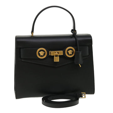 VERSACE Hand Bag Leather 2way Black DBFG311 Auth 31495A