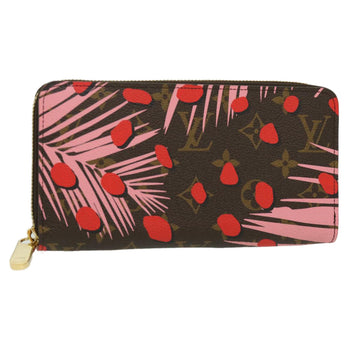 LOUIS VUITTON Monogram jungle dot Zippy Wallet Long Wallet Red Pink Auth 32470A