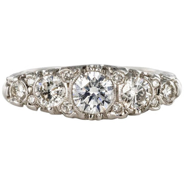 French Five Diamond Clusters Jarretiere Ring