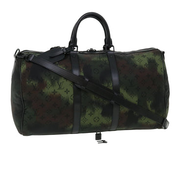 LOUIS VUITTON Camouflage Keepall Bandouliere 50 Boston Bag M56416 Auth 32799A