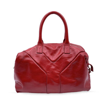 YVES SAINT LAURENT Red Patent Leather Easy Y Leather Satchel Bag