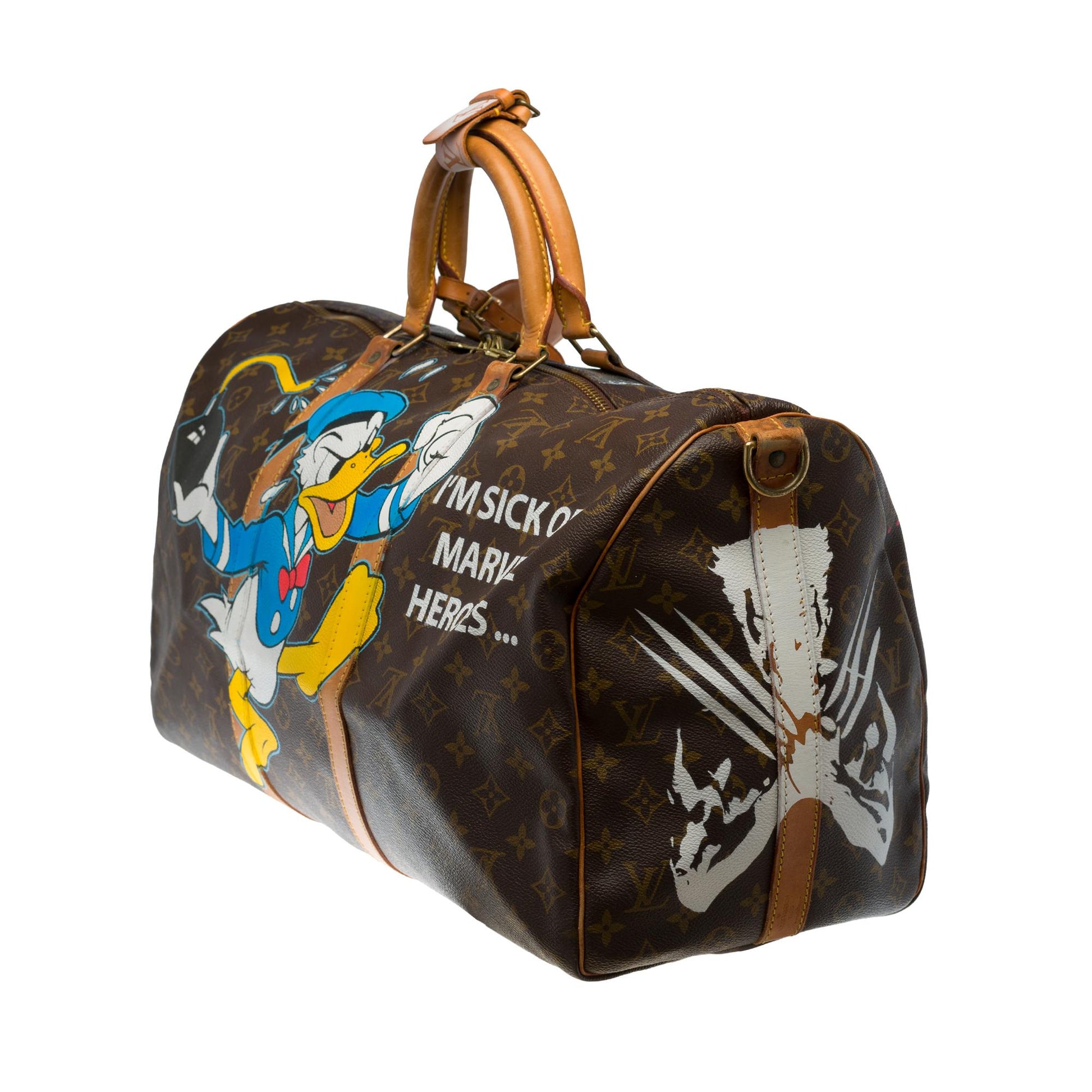 LOUIS VUITTON Customized Mickey Vs Wolverine Keepall 50 with strap T