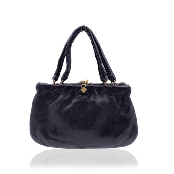 FENDI Rare Vintage Dark Brown Nappa Leather Handbag Satchel