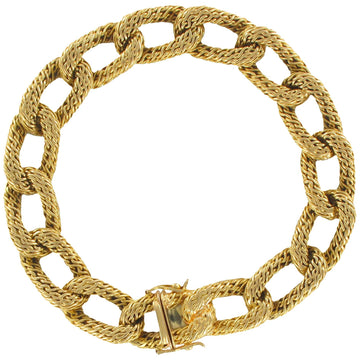French 1960s Vintage 18 Karat Yellow Gold Chiselled Chain Bracelet