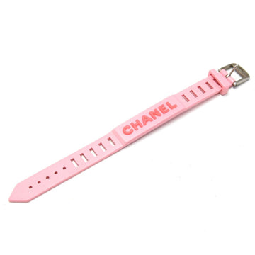 CHANEL Vintage Pink Logo Rubber Buckle Bracelet