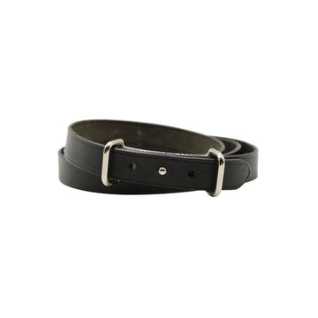 HERMeS Black Leather Wrap Bracelet With Silver-Tone Hardware