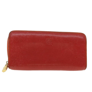 LOEWE Long Wallet Leather Red Auth 37768
