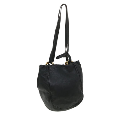 LOEWE Shoulder Bag Leather Black Auth 39398
