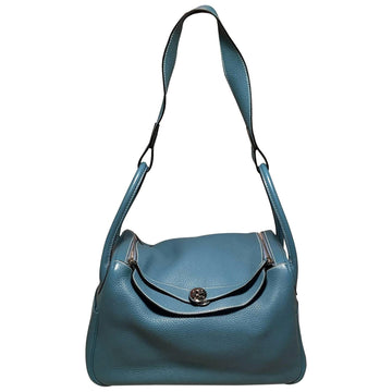HERMES Blue Jean Clemence leather Lindy Bag