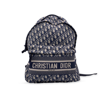 CHRISTIAN DIOR Blue Oblique Jacquard Canvas Dior Travel Backpack Bag