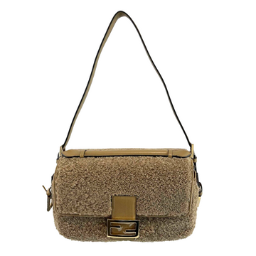 FENDI Baguette Brown Shearling Shoulder Bag 2021 handbag New w/ Tags