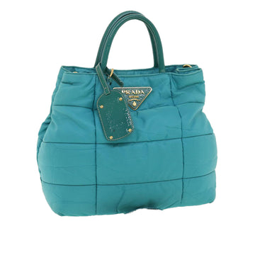 PRADA Quilted Hand Bag Nylon 2way Turquoise Blue Auth 40351