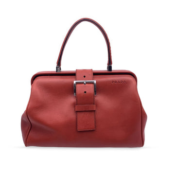 PRADA Vintage Red Leather Doctor Bag Satchel Handbag Bn0437