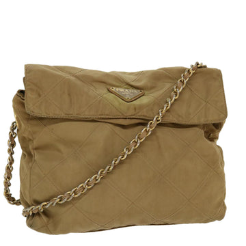 PRADA Chain Shoulder Bag Nylon Khaki Auth 42097