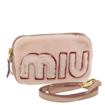MIU MIU Shoulder Bag fur Pink Auth 42823A