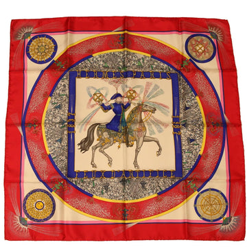 HERMES Carre 90 FEUX D'ARTIFICE Scarf Silk Red Auth 42851