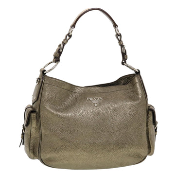 PRADA Shoulder Bag Leather Gold Auth 43201