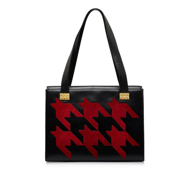 CELINE Leather and Suede Houndstooth Tote Tote Bag