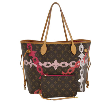 LOUIS VUITTON Monogram Bay Neverfull MM Tote Bag Red Pink M41991 LV Auth 44003