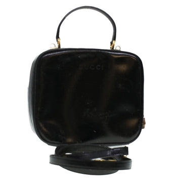 GUCCI Vanity Cosmetic Pouch Enamel 2way Black Auth 44406