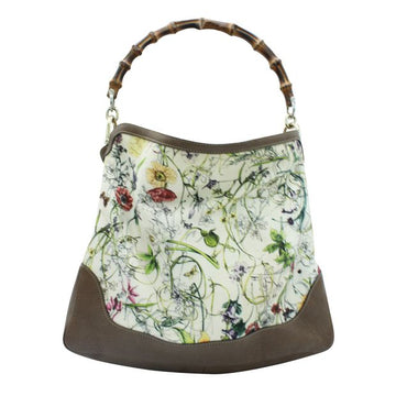 GUCCI Bamboo Tote Canvas With Floral Print