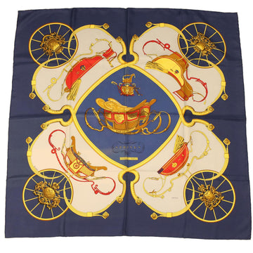 HERMES Carre 90 SPRINGS Scarf Navy Gray Auth 45106