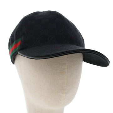 GUCCI GG Canvas Web Sherry Line Cap L Black Red Green 200035 Auth 45830