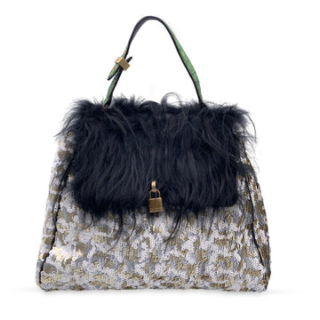 Marc Jacobs Silver And Gold Sequined Large Gilda Flap Bag Handbag