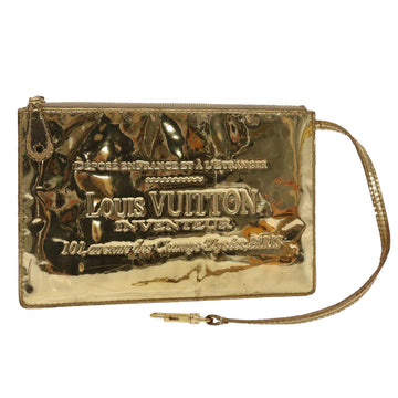 LOUIS VUITTON Monogram Miroir Pochette Plat Clutch Bag Gold M95278 Auth 47184