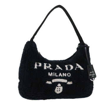 PRADA Terry Hand Bag Re Edition 2000 Black White 1NE515 Auth 47189A