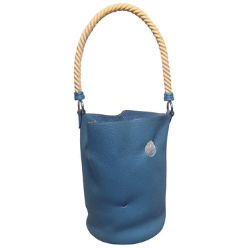 HERMES Mangeoire Blue Jean Taurillon Clemence Leather Rope Handle Bucket Bag