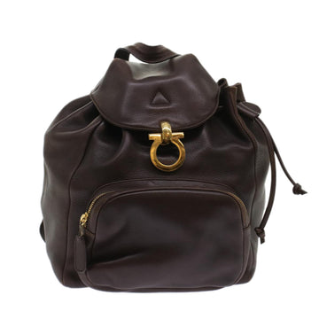 SALVATORE FERRAGAMO Backpack Leather Dark Brown Auth 47714