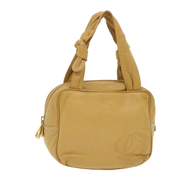 LOEWE Anagram Hand Bag Leather Beige Auth 48228