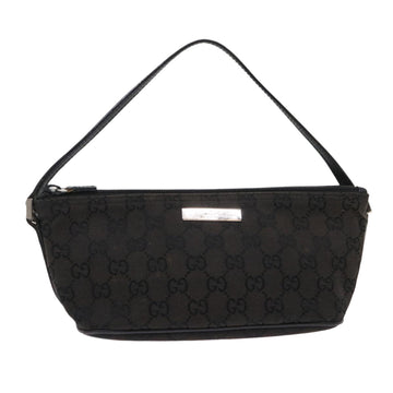 GUCCI GG Canvas Accessory Pouch Leather Black 1039.11032123 Auth 48473