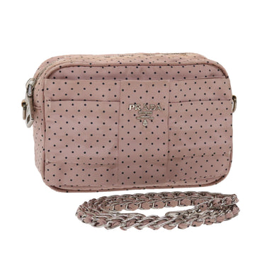 PRADA Dot Chain Shoulder Bag Nylon Pink Black Auth 48618