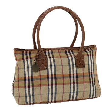 BURBERRY Nova Check Hand Bag Canvas Leather Beige Brown Auth 49090