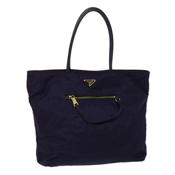 PRADA Tote Bag Nylon Leather Purple Auth 49304