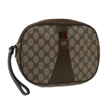 GUCCI GG Canvas Web Sherry Line Clutch Bag Beige Red Green 89 01 034 Auth 49787