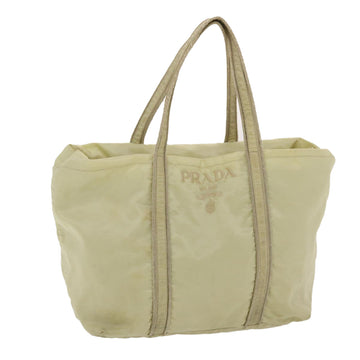PRADA Tote Bag Nylon Cream Auth 49819