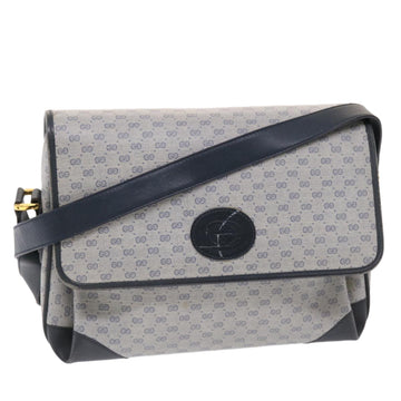 GUCCI Micro GG Canvas Shoulder Bag PVC Leather Navy Gray 001.116.0924 Auth 49881