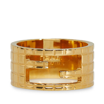 FENDI Cut-Out Gold Tone Logo Ring Costume Ring