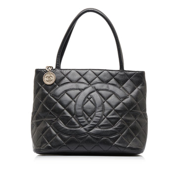Chic Chanel Medallion Quilted Tote Bag Caviar Skin Dark Brown