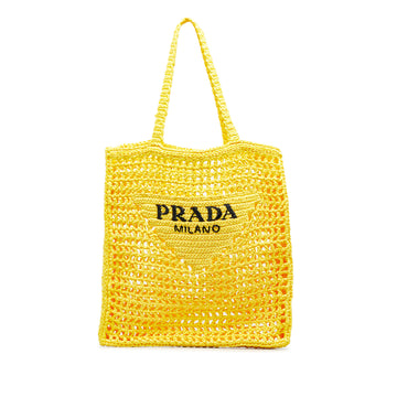 PRADA Raffia Logo Tote Tote Bag