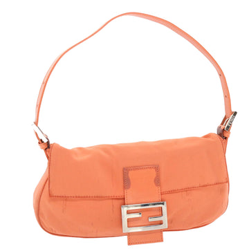 FENDI Mamma Baguette Shoulder Bag Nylon Orange Auth 50148