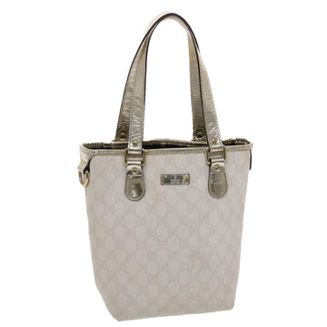 GUCCI GG Canvas Hand Bag PVC Leather White Auth 50406