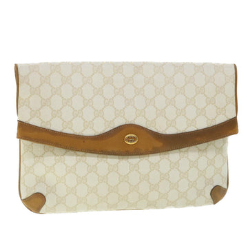 GUCCI GG Canvas Clutch Bag PVC Leather White 156.02.075 Auth 50774