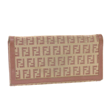 FENDI Zucchino Canvas Long Wallet Pink Auth 50821