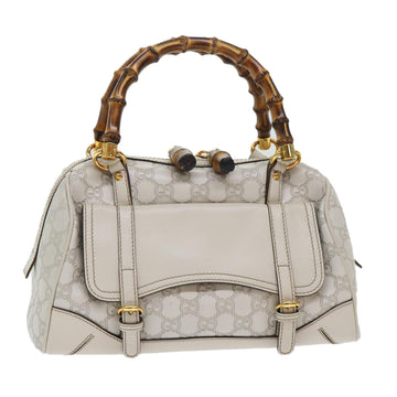 GUCCI GG Canvas Bamboo ssima Hand Bag White 159400 Auth 51331