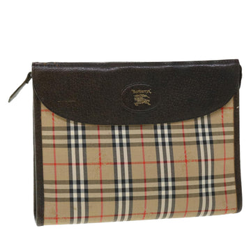 BURBERRYSs Nova Check Clutch Bag Canvas Leather Beige Brown Auth 51662