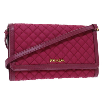 PRADA Quilted Shoulder Wallet Nylon Pink Auth 51883